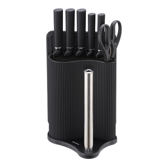8-piece knife set with stand, black, stainless steel, Klausberg, KB-7977 - Carlat