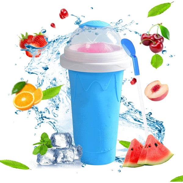 RPEIXYA Silicone Slush Cup with Straw Spoon, Blue