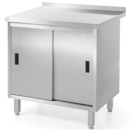 Hendi Worktop table with steel cabinet door sliding 80x60cm
