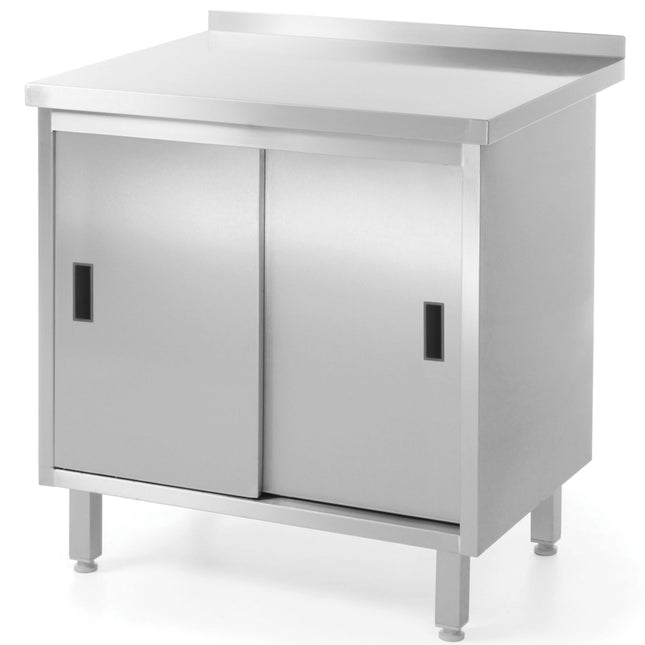 Worktop table with steel door cabinet sliding 100x60cm - Hendi 811658