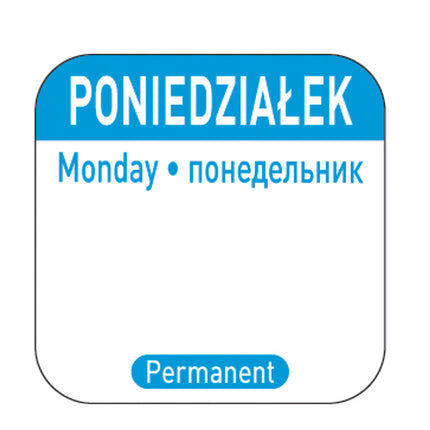 Food safety stickers for reusable containers Monday PL RU EN 1000 pcs. Hendi 850077