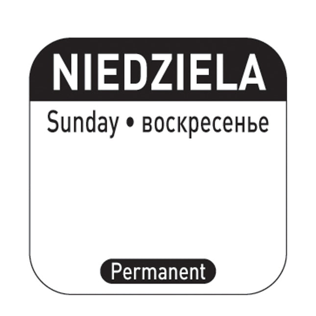 reusable food safety stickers Sunday PL RU EN 1000 Pcs Hendi 850138