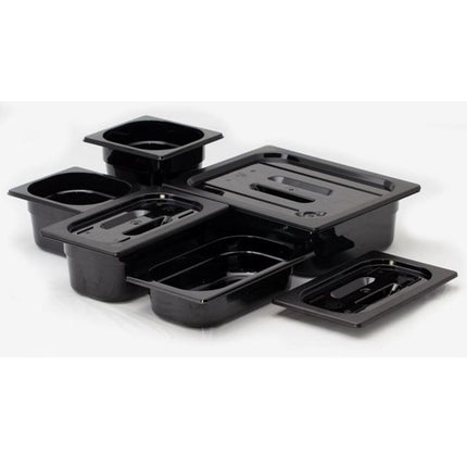 Black polycarbonate container GN 1/2 height. 100 mm - Hendi 862421
