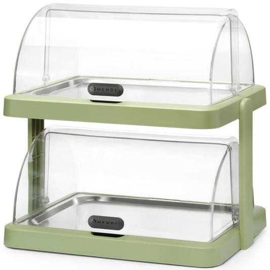 Hendi Duo UNIQ double buffet cooling display with roll-top cover - green