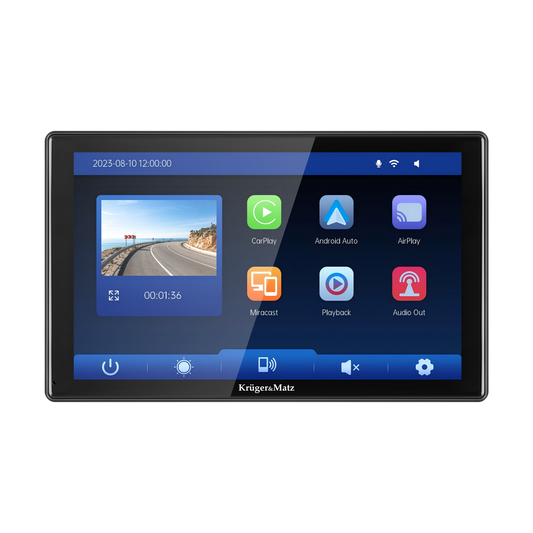 9" Android Auto/Apple CarPlay Multimedia Head Unit with DVR and Kruger&Matz Rearview Camera; - Carlat