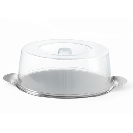Stainless steel tray with round transparent cover dia. 300mm - Hendi 980101