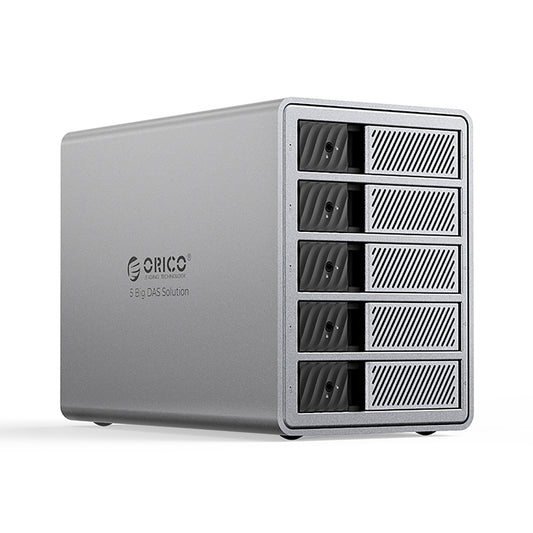 9858T3 disk array with Thunderbolt 3 for 5 2.5'' / 3.5'' SATA HDD / SSD drives - gray - Carlat