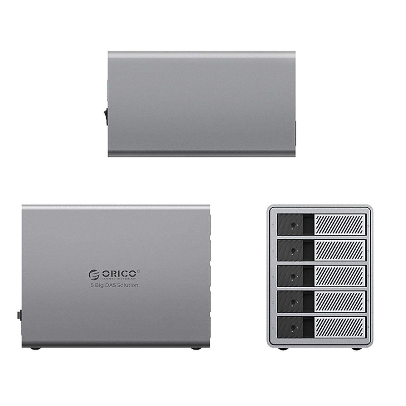 9858T3 disk array with Thunderbolt 3 for 5 2.5'' / 3.5'' SATA HDD / SSD drives - gray - Carlat