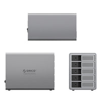 9858T3 disk array with Thunderbolt 3 for 5 2.5'' / 3.5'' SATA HDD / SSD drives - gray - Carlat