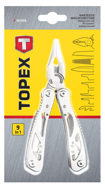 TOPEX Multi-tools and key rings (multitools) – Multifunction tool, silver, 9-piece set – image 2