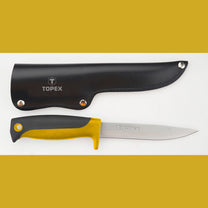 TOPEX Survival (gloves, fire – Utility knife, 120 mm blade, leather sheath
