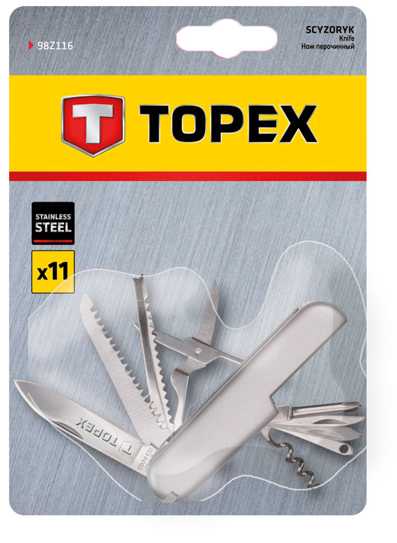 TOPEX Survival (gloves, fire starters, belts – 11-blade pocket knife, stainless steel – image 3
