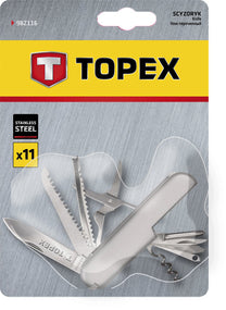 TOPEX Survival (gloves, fire starters, belts – 11-blade pocket knife, stainless steel – image 2