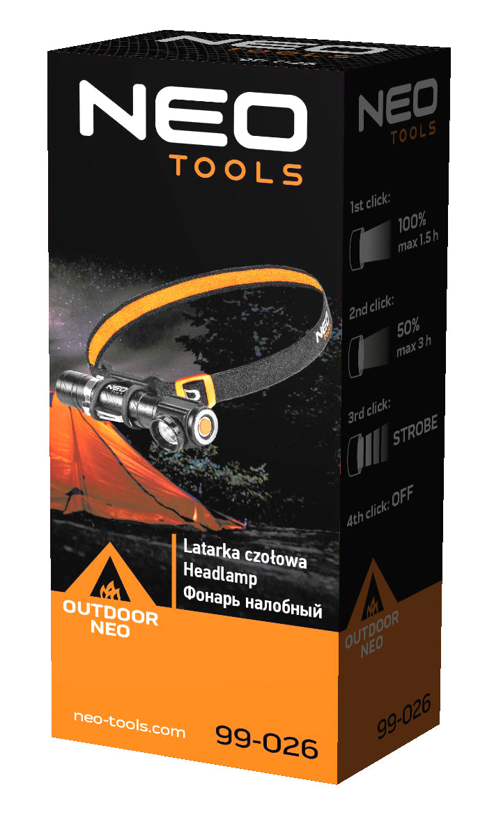 NEO TOOLS Flashlights, hand lamps – USB-Rechargeable Headlamp, 800 lm, CREE XML-T6 LED – image 5