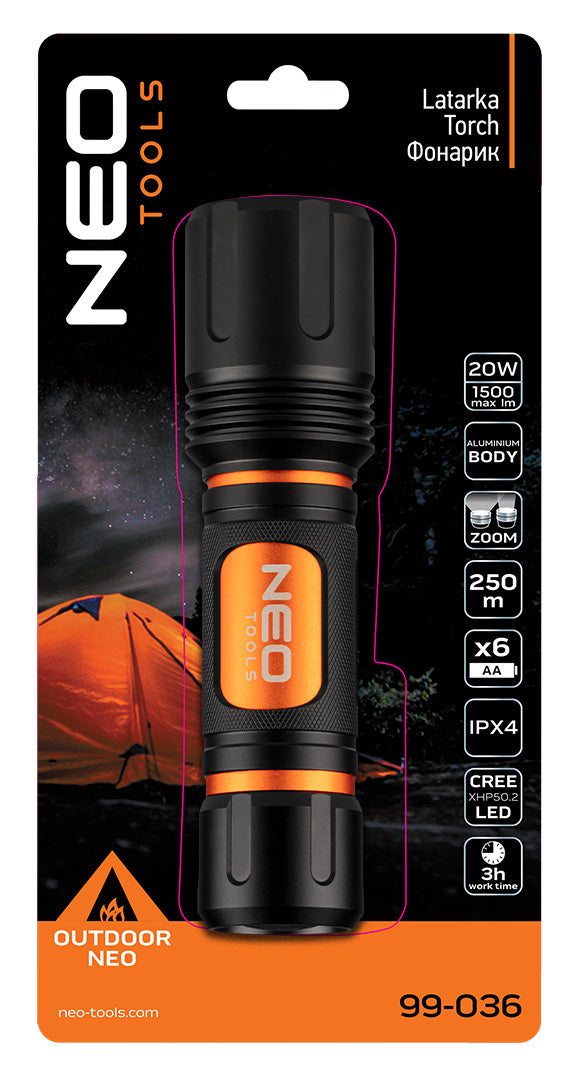 NEO TOOLS 6 x AA Battery-Powered Flashlight, 1500 lm, CREE XHP50.2 LED – image 7
