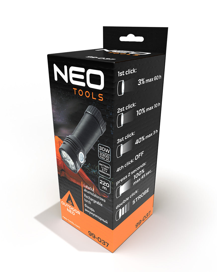 NEO TOOLS Flashlights, hand – USB Rechargeable Flashlight, 3300 lm, OSRAM P9 LED – image 2