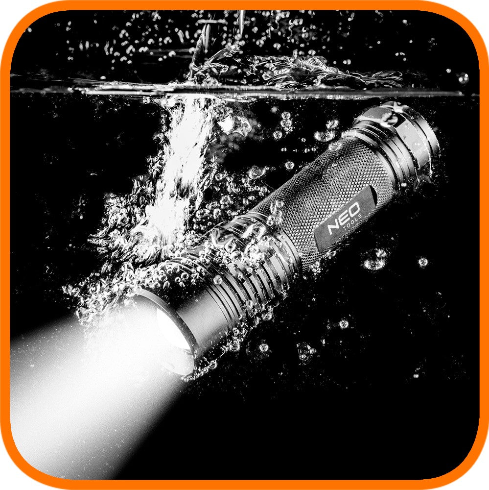 NEO TOOLS Flashlights – 200 lm Battery-Powered Flashlight, Zoom, IPX7, 3 x AAA – image 2