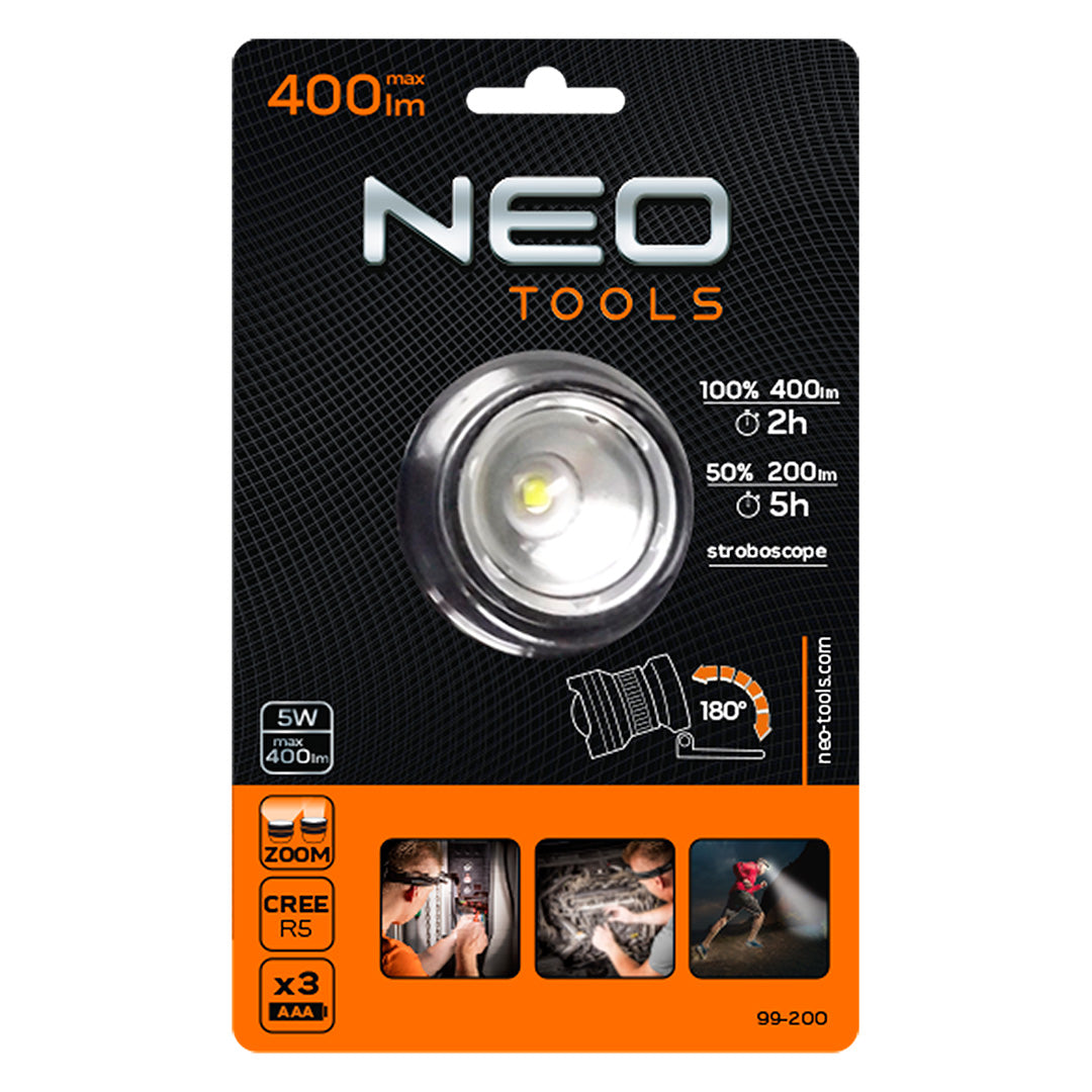 NEO TOOLS 400 lm Battery-Powered Headlamp, Zoom, CREE R5, 3 x AAA – image 7