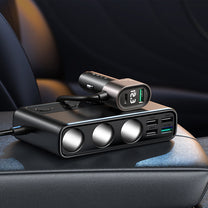 9in1 car charger 5x USB 1x USB-C 3x lighter socket PD QC black - Carlat