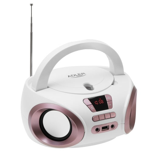 AD 1181 White Copper Radio Boombox CD-MP3 | USB | FM Radio | AUX | Headphone Jack - Carlat