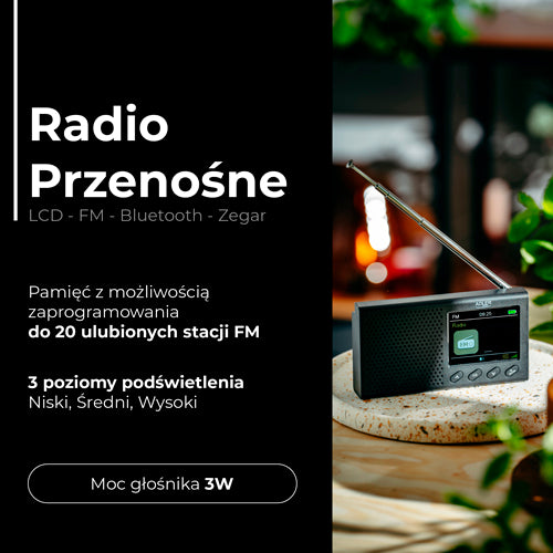 AD 1198 Portable Radio - LCD - FM - Bluetooth - Clock - Carlat