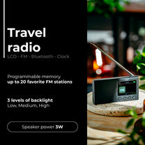 AD 1198 Portable Radio - LCD - FM - Bluetooth - Clock - Carlat