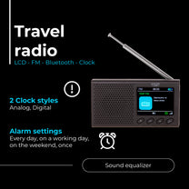 AD 1198 Portable Radio - LCD - FM - Bluetooth - Clock - Carlat