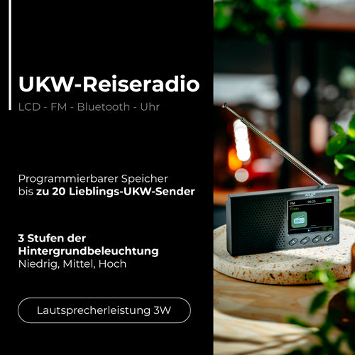 AD 1198 Portable Radio - LCD - FM - Bluetooth - Clock - Carlat