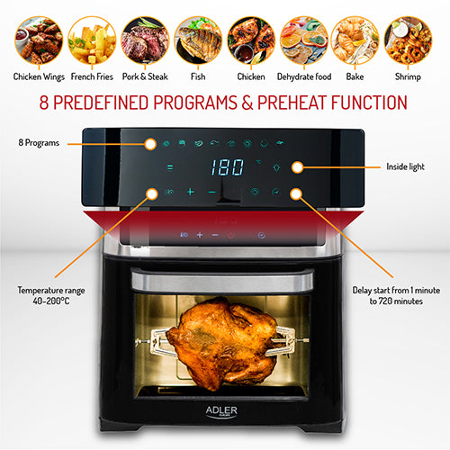 ADLER AD 6309 Oil-Free Air Fryer - 8-in-1 Oven - 13 Liters – image 19