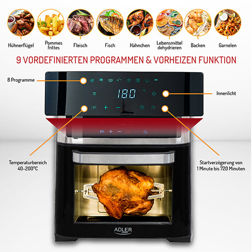 ADLER AD 6309 Oil-Free Air Fryer - 8-in-1 Oven - 13 Liters – image 20