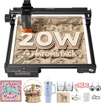 ATOMSTACK A20 PRO V2 Laser Engraving Machine 20 W Laser Cutter, High Precision Laser Cutter for Personalised Gifts, Business Cards, Wood, Metal, Acrylic, Leather - Carlat