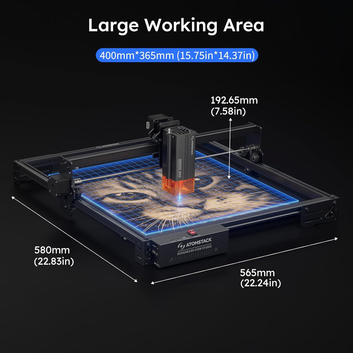ATOMSTACK A20 PRO V2 Laser Engraving Machine 20 W Laser Cutter, High Precision Laser Cutter for Personalised Gifts, Business Cards, Wood, Metal, Acrylic, Leather - Carlat