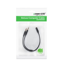 AUX 3.5 mm mini jack splitter adapter for microphone and headphones, black - Carlat