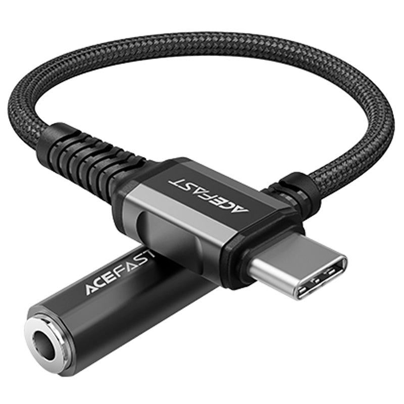 AUX USB-C to 3.5mm mini jack 18cm audio headphone adapter black - Carlat