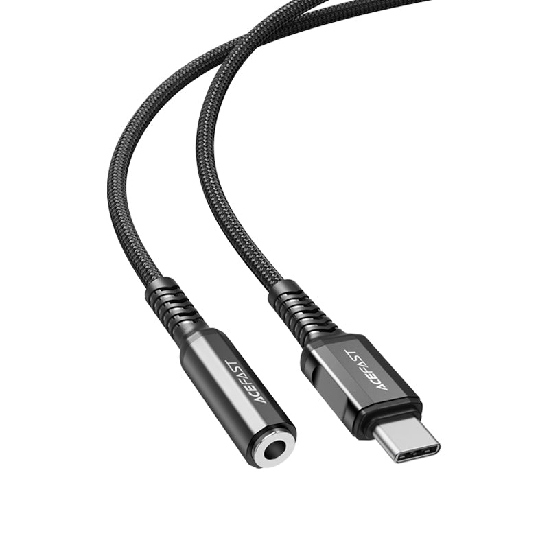 AUX USB-C to 3.5mm mini jack 18cm audio headphone adapter black - Carlat