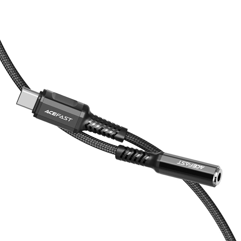 AUX USB-C to 3.5mm mini jack 18cm audio headphone adapter black - Carlat