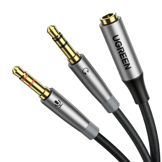 AUX cable distributor 3.5 mm female for headphones and male microphone 20cm black - Carlat