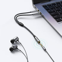 AUX cable distributor 3.5 mm female for headphones and male microphone 20cm black - Carlat