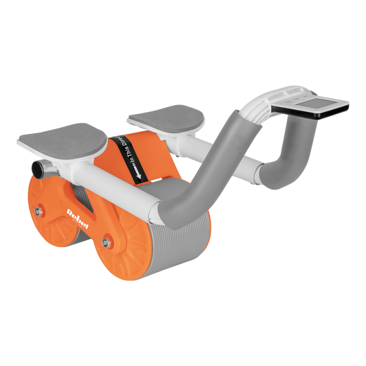 Abdominal exercise device with timer, AB Roller Wheel AB-3, gray and orange, REBEL ACTIVE - Carlat