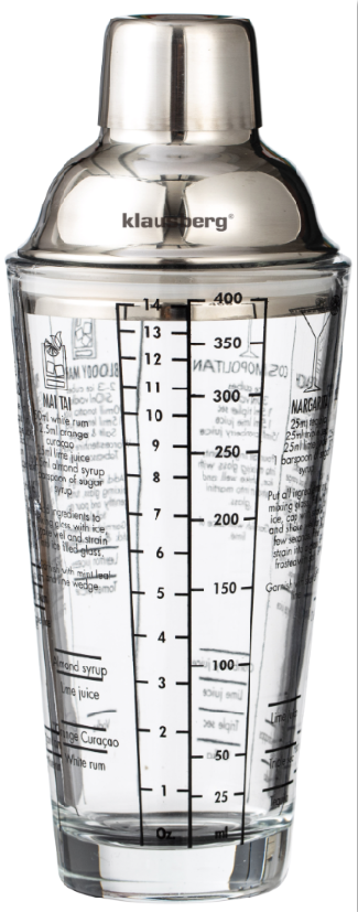 Accessories (bartending – Glass shaker with Klausberg recipes printed on it - Carlat