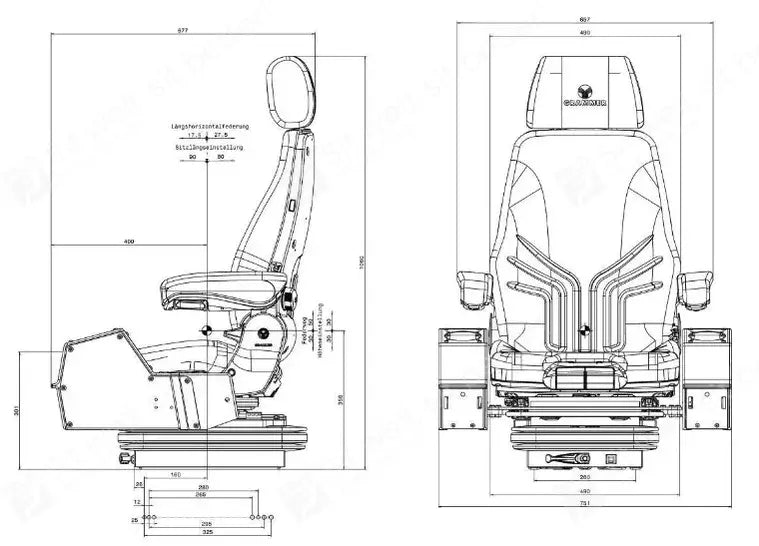 Grammer MSG85/722 construction suspension seat fabric - Grammer Mechanical suspended seat (image 2)