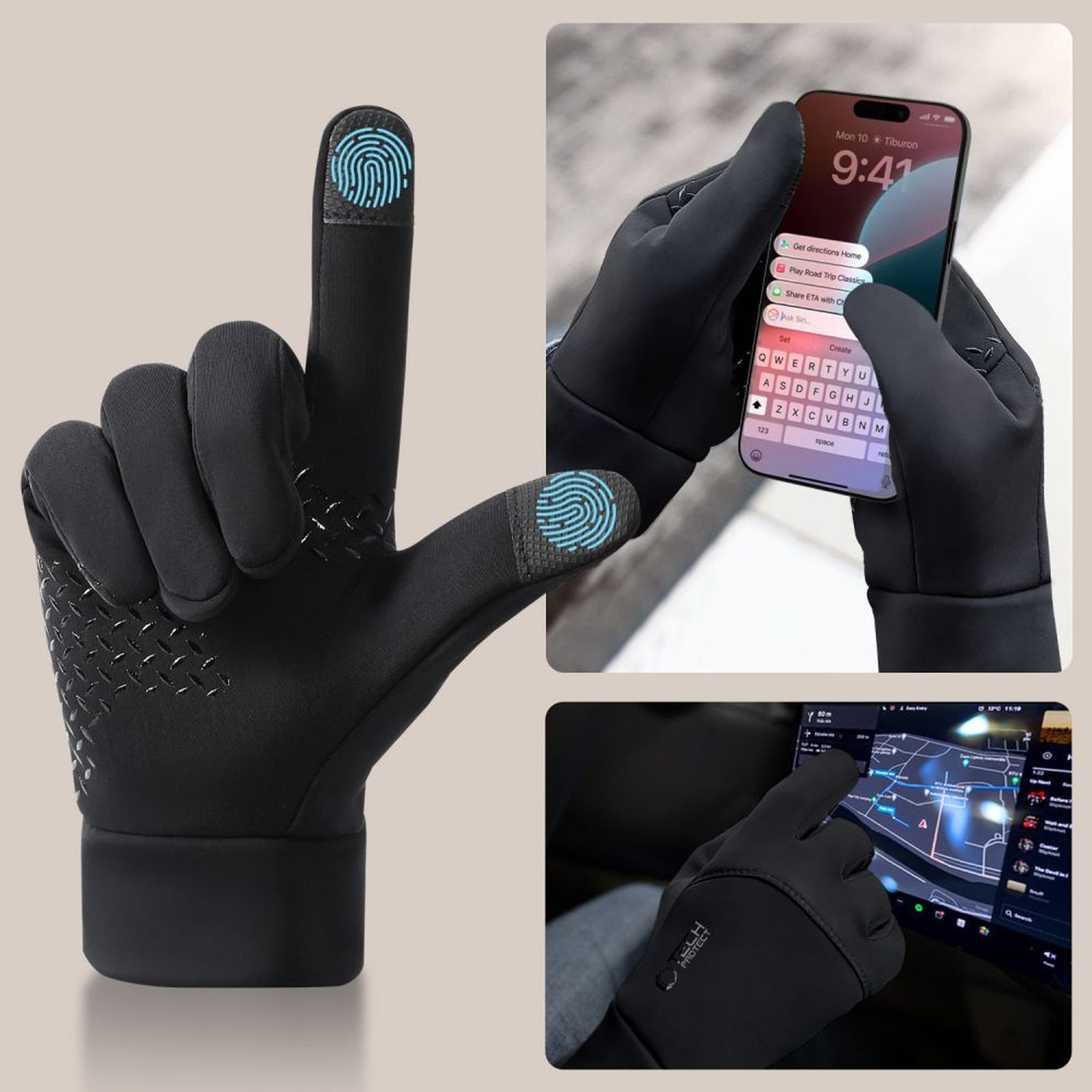 Activewear – Gloves with touch tips M - black - Carlat