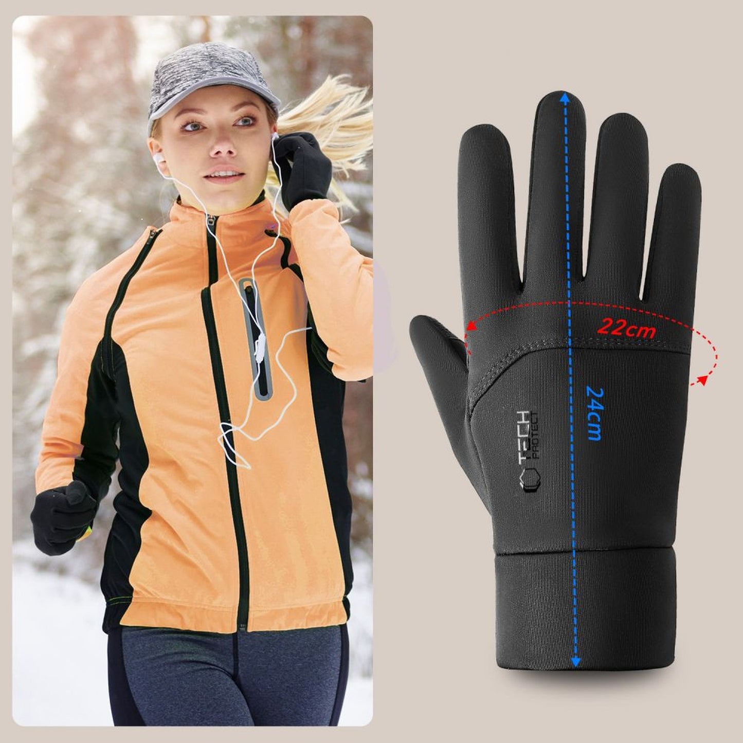 Activewear – Gloves with touch tips M - black - Carlat