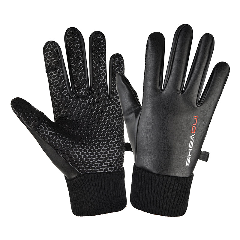 Activewear – Men's black, insulated, anti-slip telephone gloves - Carlat