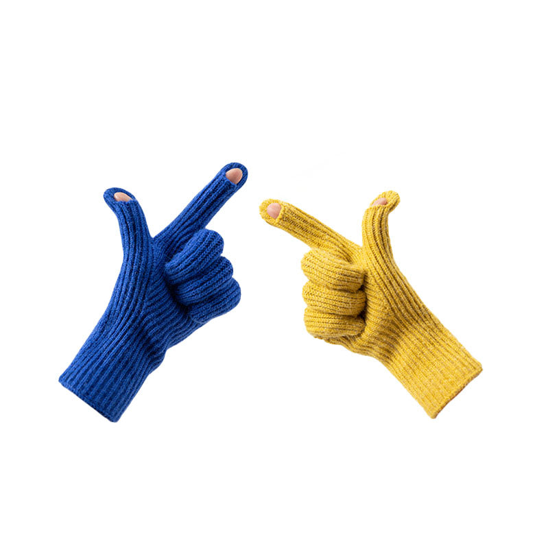 Activewear – Unisex blue knitted gloves for the phone with - Carlat