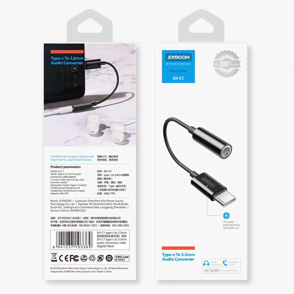 Adapter adapter for headphones 3.5 mm mini female jack - USB-C male white - Carlat
