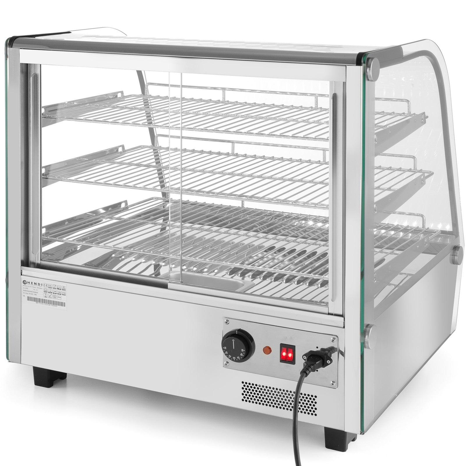 Adjustable display heating display cabinet, 3 shelves, 120L Hendi 233726 - Carlat