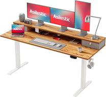 Agilestic Height-adjustable desk with 2 drawers, 120 x 60 cm, sturdy desk, height adjustable, electric, ergonomic standing seat, table, computer desk, white - Carlat