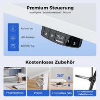 Agilestic Height-adjustable desk with 2 drawers, 120 x 60 cm, sturdy desk, height adjustable, electric, ergonomic standing seat, table, computer desk, white - Carlat