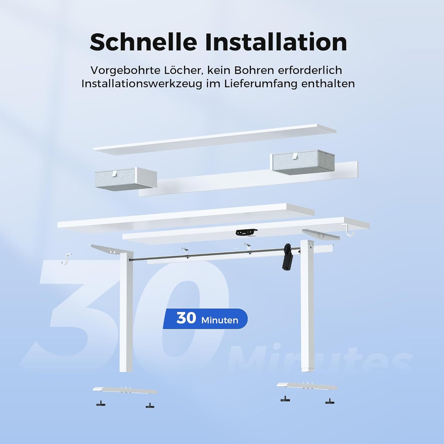 Agilestic Height-adjustable desk with 2 drawers, 120 x 60 cm, sturdy desk, height adjustable, electric, ergonomic standing seat, table, computer desk, white - Carlat